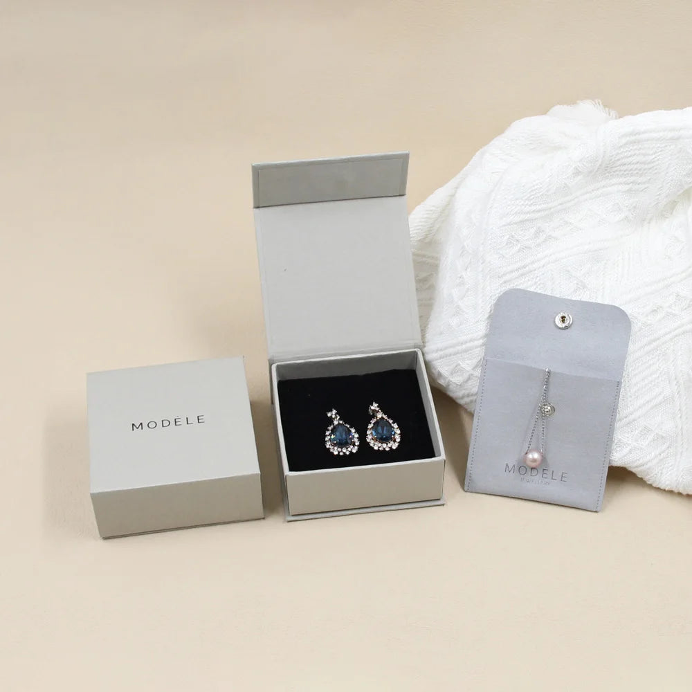 Custom Logo Flip Top Magnetic Jewelry Box Reusable Book Style Jewellery Set Packaging for Gift Bracelet Necklace Jewel