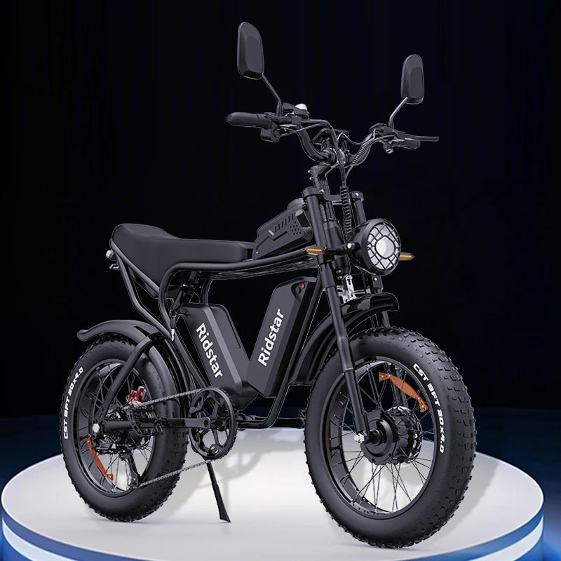 Ridstar Q20 Pro 20 Inch 52V 40Ah Dual Motor Lithium Battery Electric Bicycle Fat Tire Enduro Ebike Electric Mountain Hybrid Bike