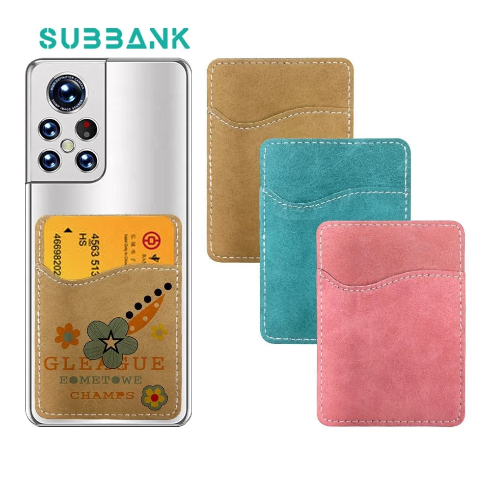 Subbank Custom Logo Sublimation Blanks Credit Card Holders Colourful PU Leather Sublimation Phone Card Holder