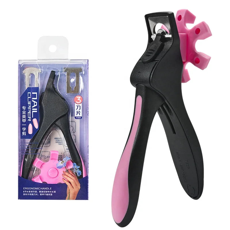 Professional U-Shaped French Style Pink Nail Art Clippers Artificial Acrylic False Nail Tip Cutters for Beauty Nail Extension