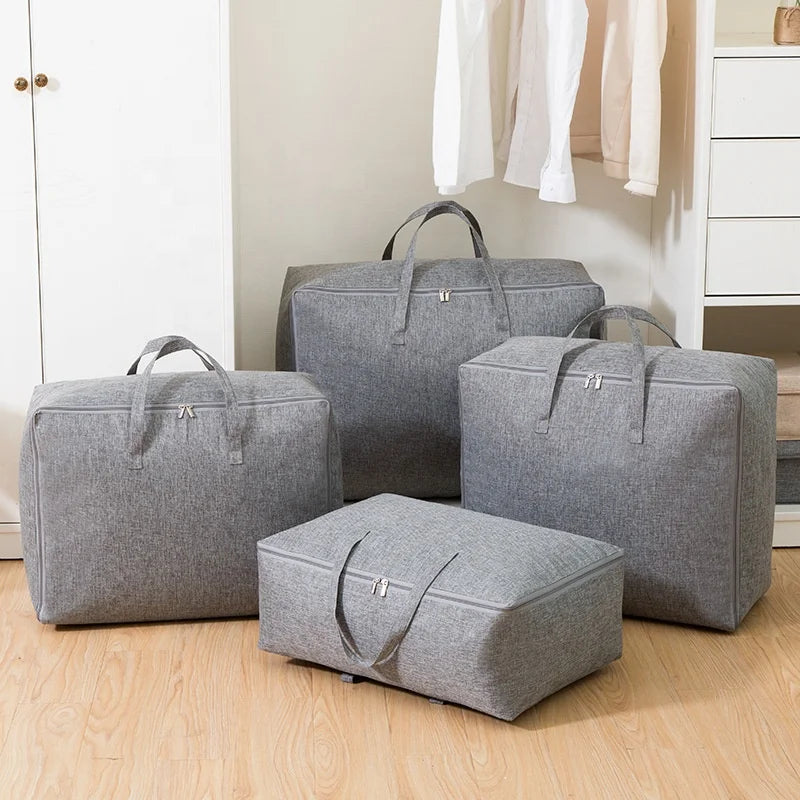 Extra Large Cotton Storage Bag Strong Handles Zippers Heavy Duty Washable Moving Organizer Underbed Blanket Square Box Packag