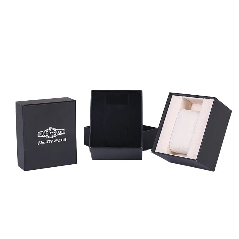 Cheaper Black Paper Cardboard Watches Box for Men Wholesale with Velvet Lining Custom Logo Custom-Made