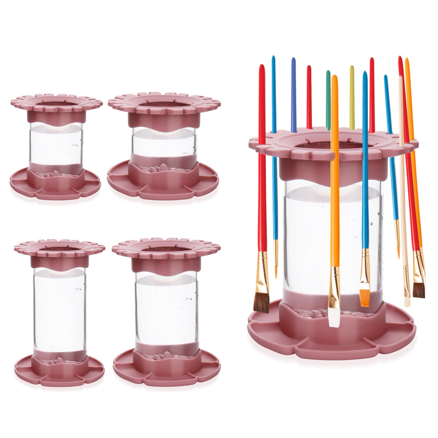 Xinyiart Paint Brush Cleaner Rinse Cup Silica Gel Holder Rectangle Detachable Install Art Brushes Washer Tool Acrylic