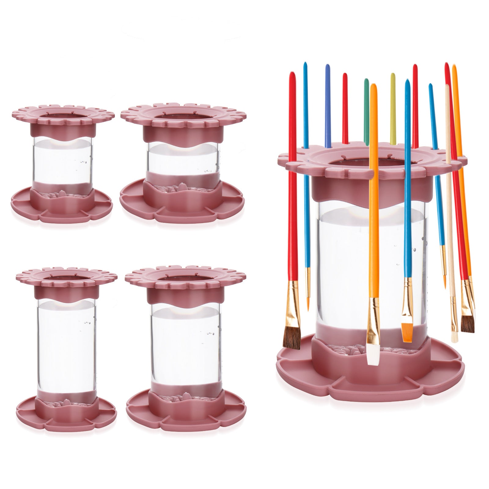Xinyiart Paint Brush Cleaner Rinse Cup Silica Gel Holder Rectangle Detachable Install Art Brushes Washer Tool Acrylic