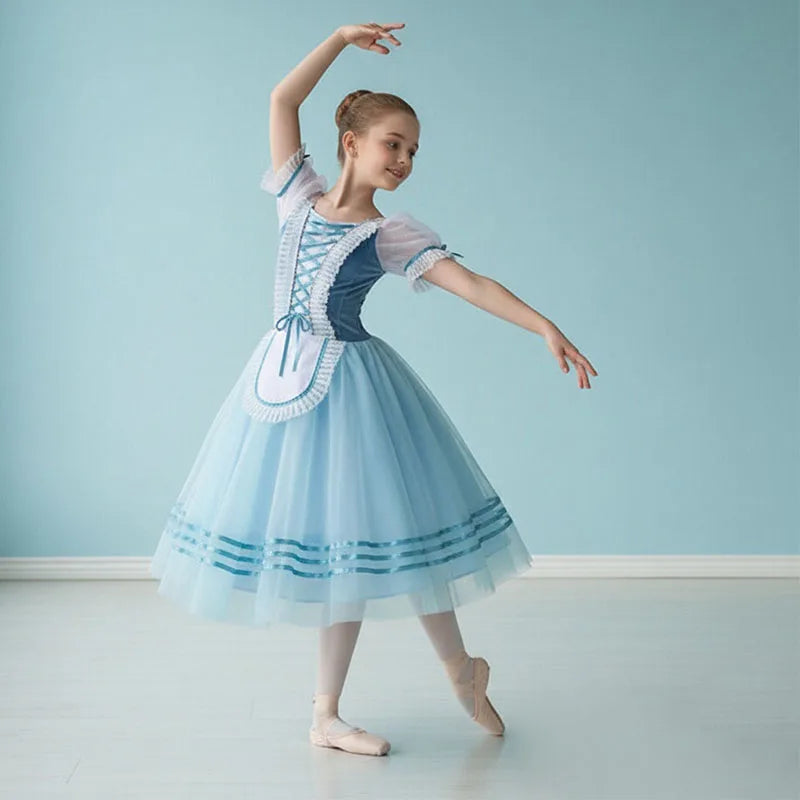 Adult Professional Long Ballet Dress Girls Women Romantic Tutu Swan Dance Performance Costumes Children Giselle Ballerina Dre