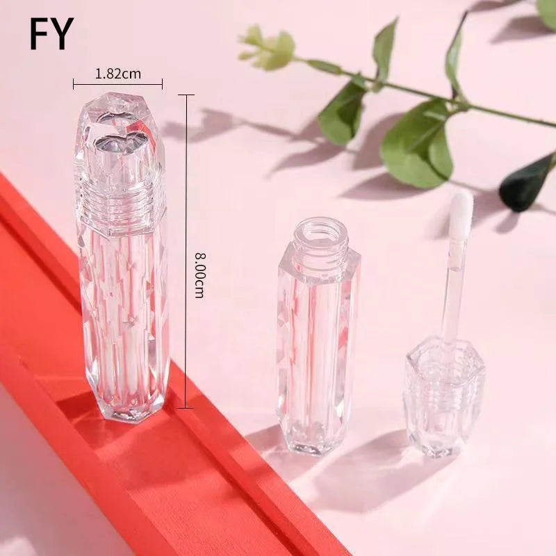 Wholesale Plastic Lip Gloss and Blush Tubes Clear Ribbed Empty Liquid Container for Cosmetics Crystal Lip Gloss Tubes