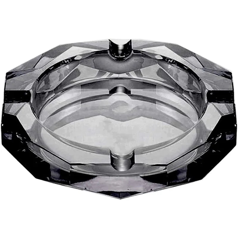 Octagon Cigar Cigarettes Ashtray Holder Crystal Glass Ashtray