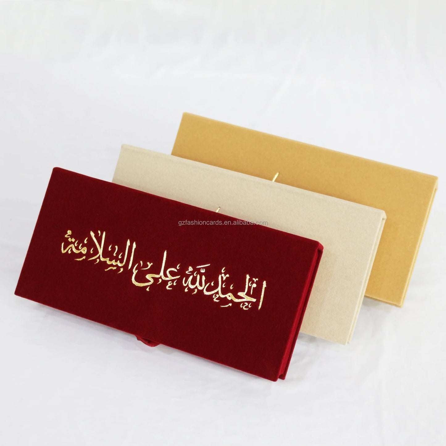 Arabic Velvet Packing Box Burgundy Favor Gift Hardcover Box With Gold Foil Logo