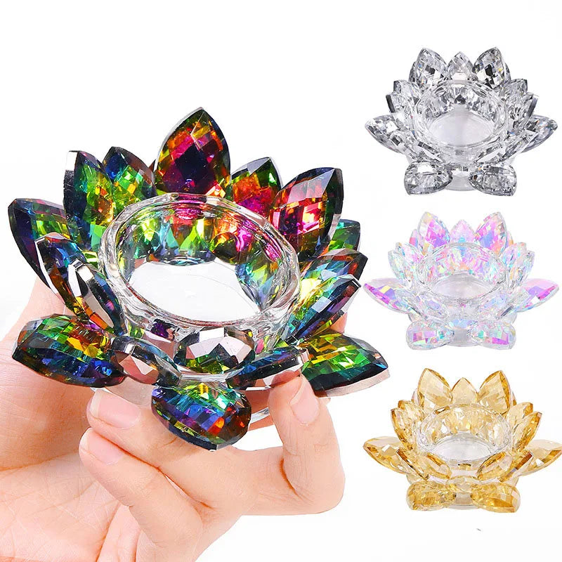 Colorful Flower Glass Nail Liquid Cup Wash Storage Manicure Tool Nail Crystal Dappen Dish  With Lid