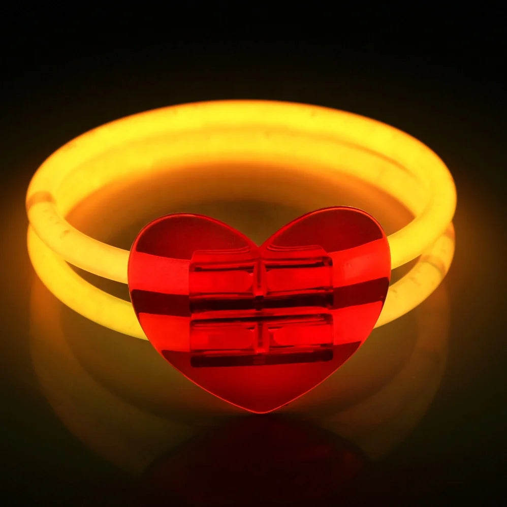 Holiday Decoration Party Pack Assorted Color Glow Stick Heart Shape  Bracelet