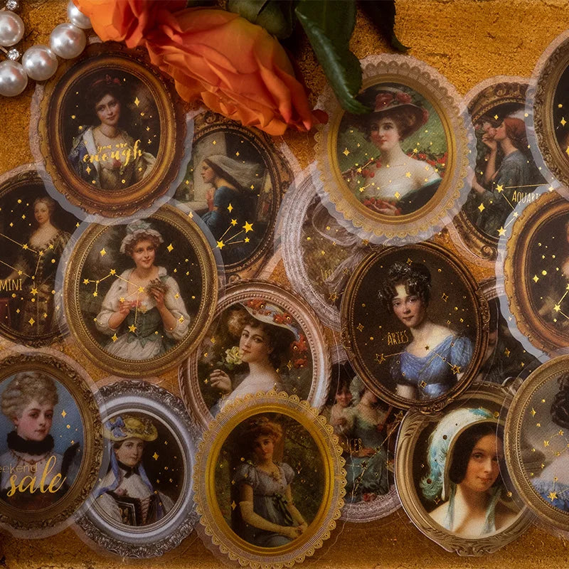 40Pcs/Pack Pet Stickers Girls Gallery European and American Characters an Illustrated Handbook DIY Decorative Materials 6 Mod
