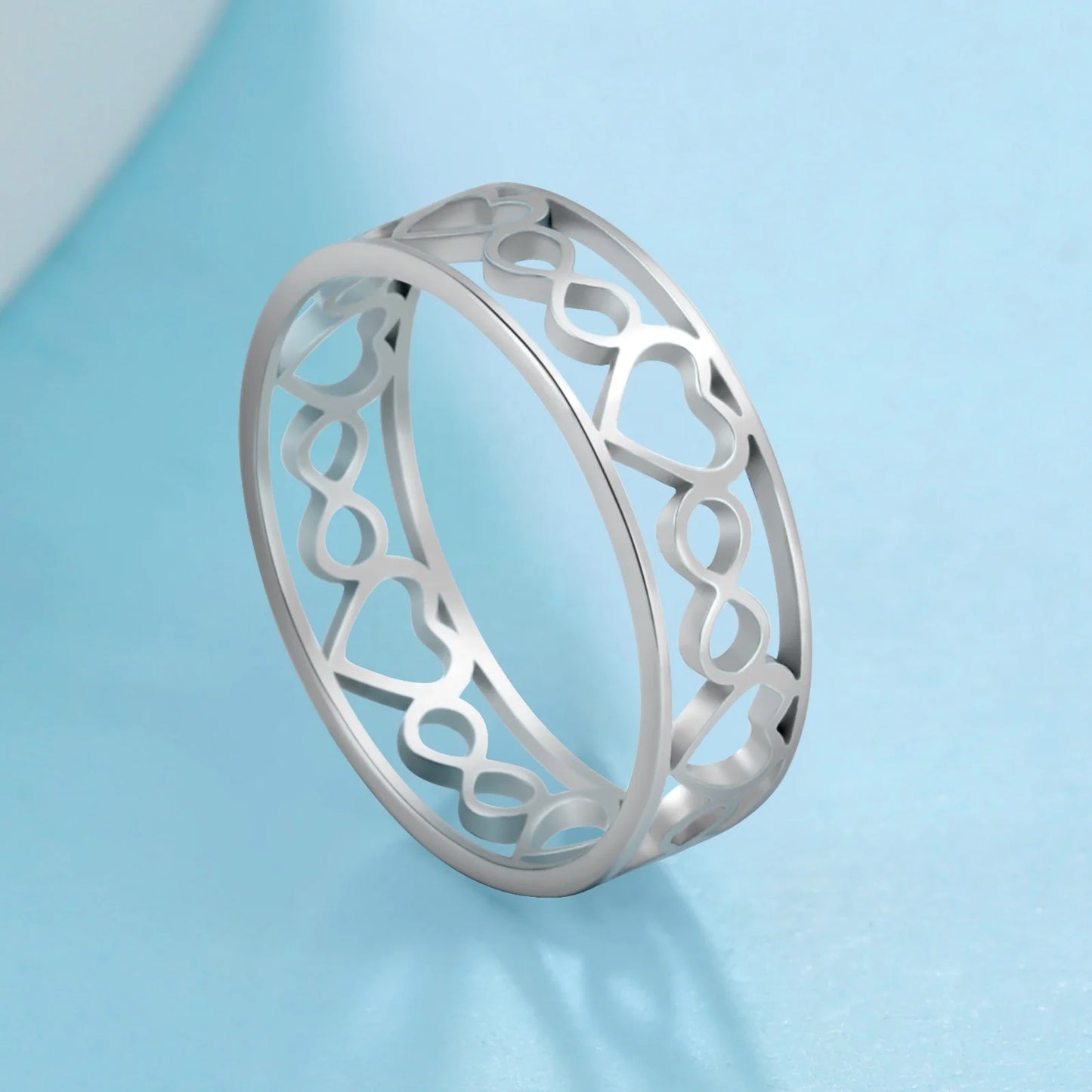 Infinite Heart Aesthetic Rings 6mm Width Women Stainless Steel Ring Jewelry Endless love Wedding Gift for Lover Wholesale
