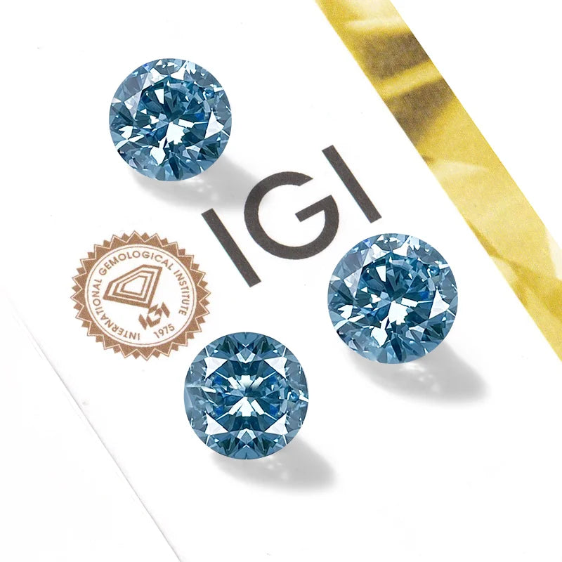 Starsgem Beatiful Sky Blue Color 1ct - 3ct Round Cut Fancy Intense Blue Color VS IGI  Certified Blue CVD Lab Diamond