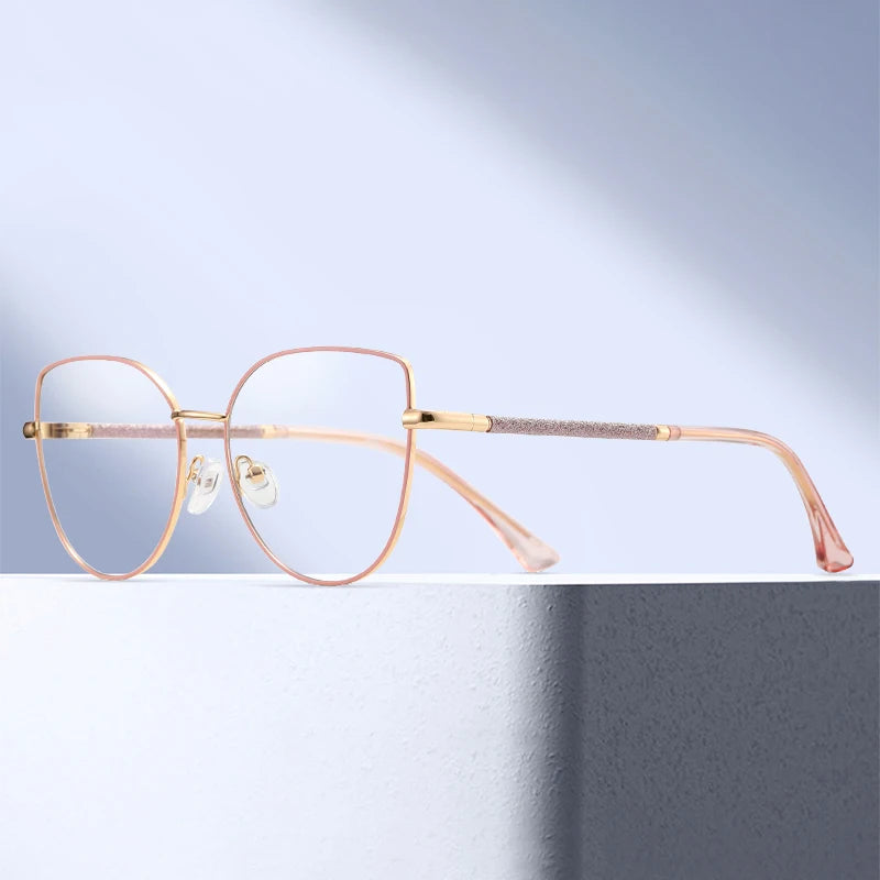 2023 New Fashion MS 81039 Best Selling Ladies Cat Eye Metal Frame Eyeglasses with Anti Blue Light Protection
