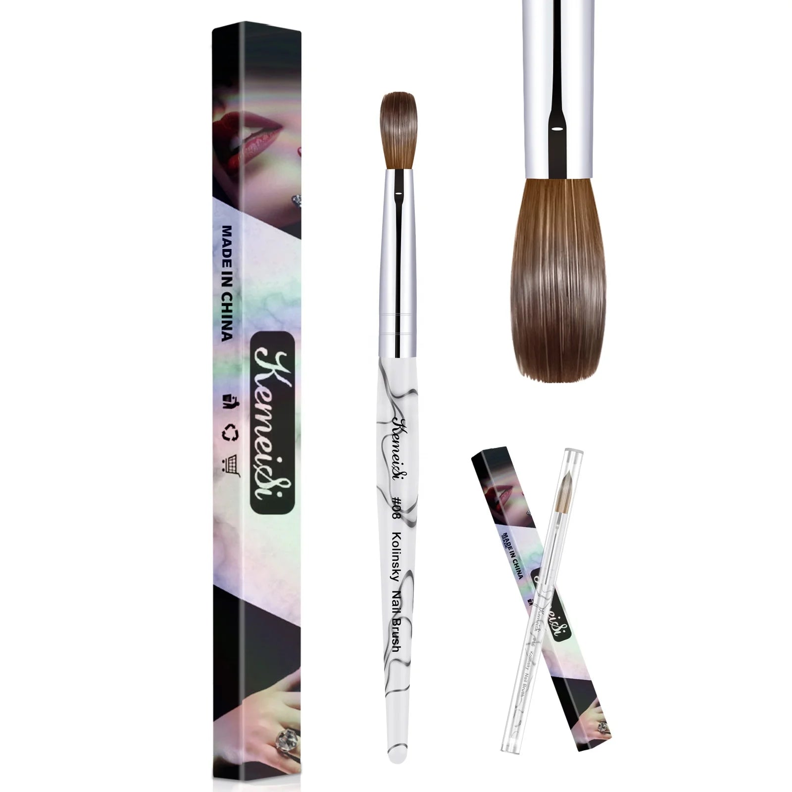 Acrylic Nail Brush 100% Pure Kolinsky Crimped Nail Brush for Professional Acrylic Application Multifunctional Art Brush Manic