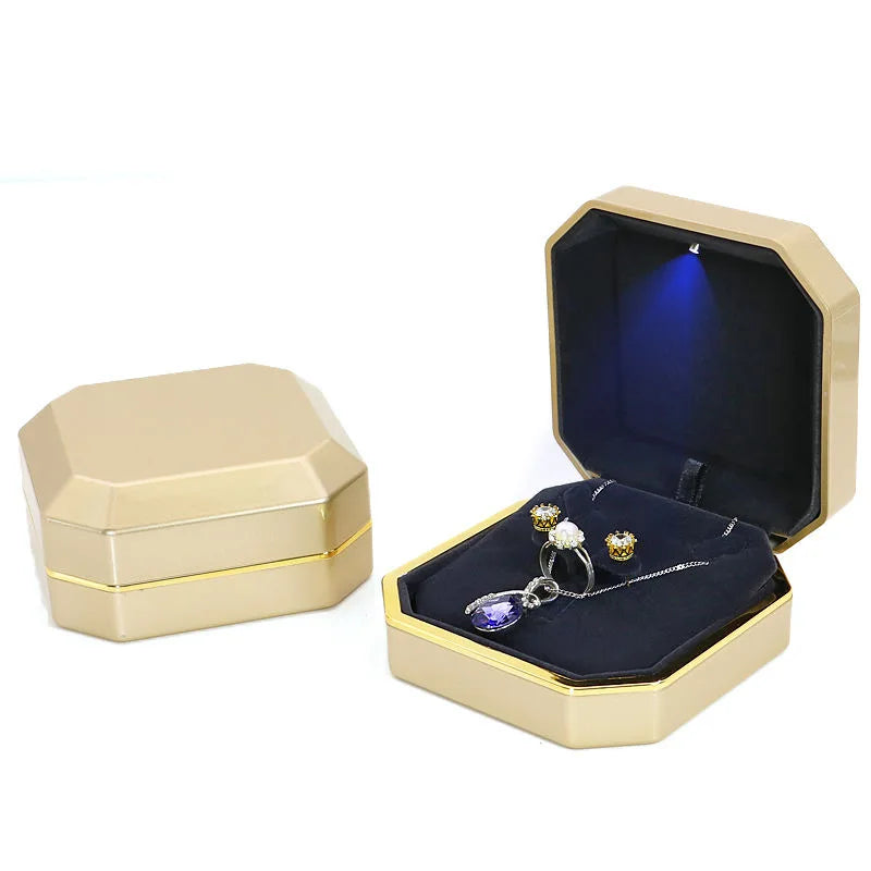Customized LED Light Jewelry Set Box Earrings Rings Necklace Pendant Gift Display Box Jewelry Packaging Box