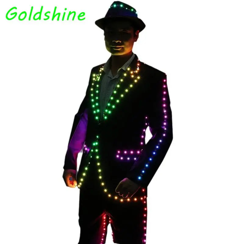 Glowing LED Suit for Gentleman Light-Up Stage Performance Costume for Parties Fashionable & Eye-Catching Props