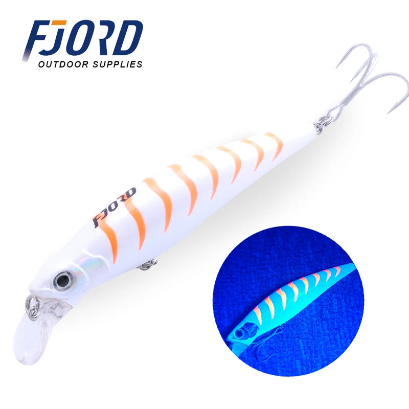 FJORD New Colors 90mm 31g Plastic Saltwater Minnow Fishing Lure Hard Plastic Lures with UV Light for Sea Fishing