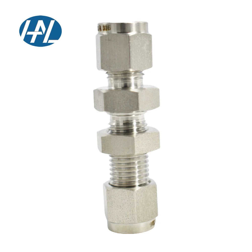 SS316L Forged Stainless Steel Bulkhead Union Double Ferrule Connectors 15mm Compression Fitting 6mm 12mm 14mm
