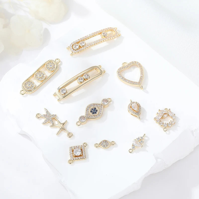 Wholesale Brass 14K Gold Plated Bracelet Jewelry Double Connector Charms Jewelry Making