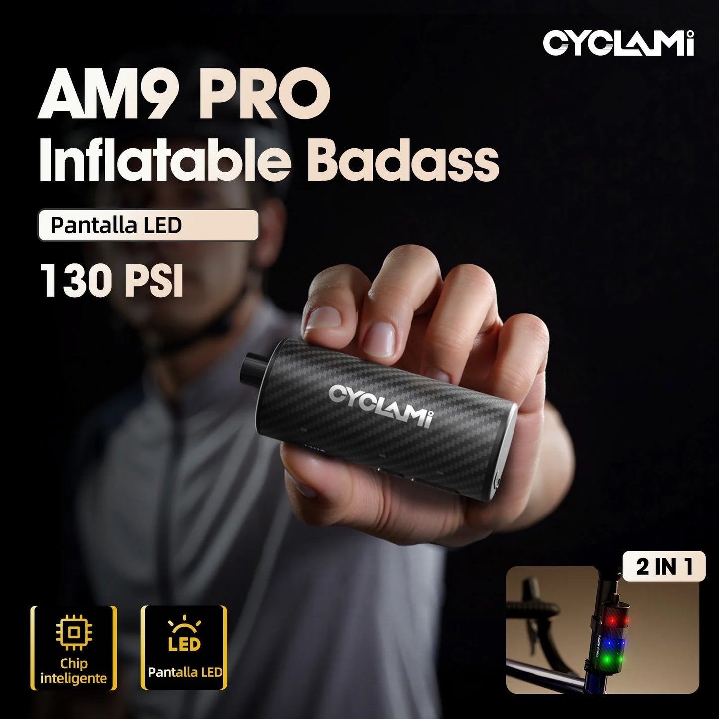 CYCLAMI 130PSI Mini Electric Air Pump Portable Bicycle Cordless Inflator Presta Schrader Valve Outdoor Road MTB Bike Accessor