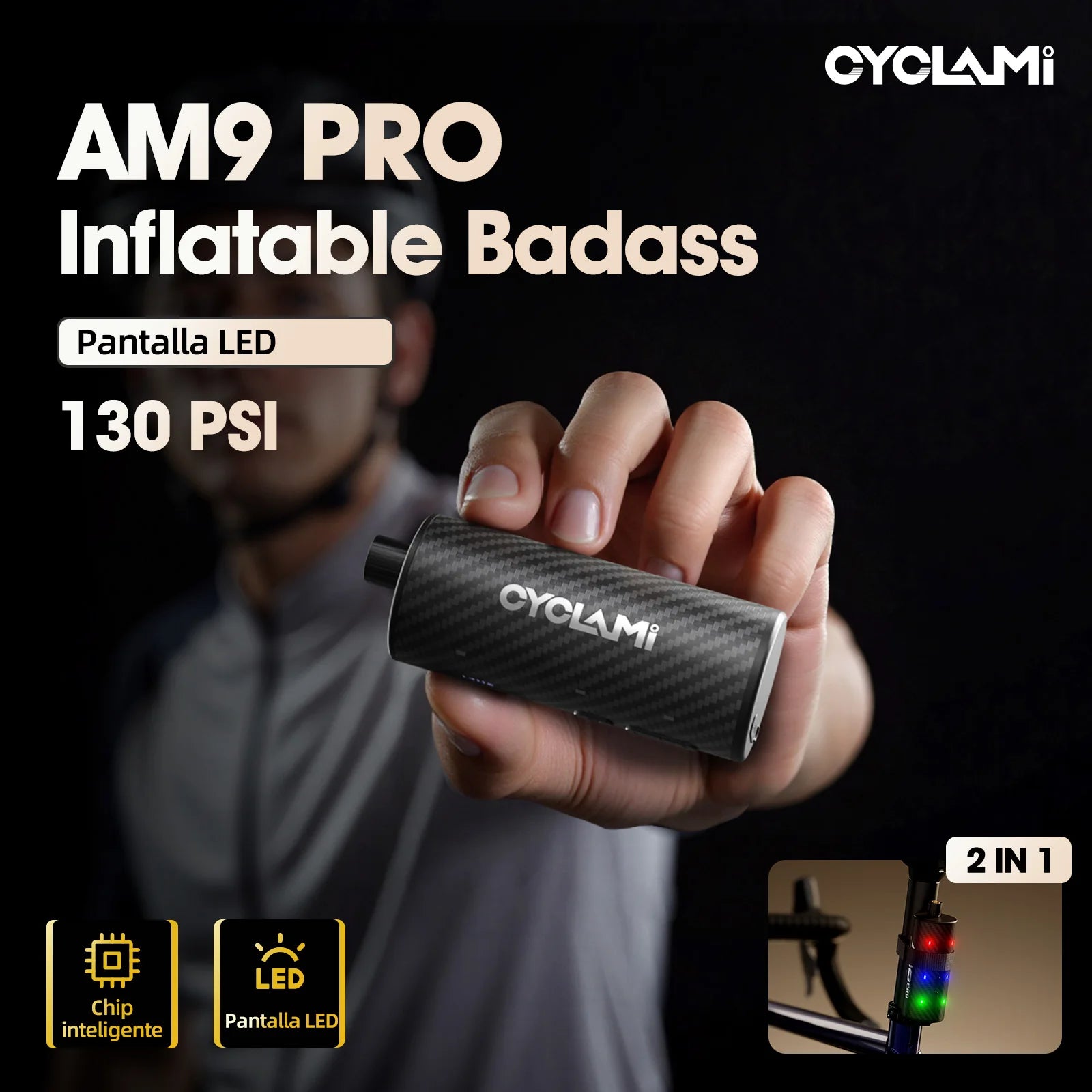 CYCLAMI 130PSI Mini Electric Air Pump Portable Bicycle Cordless Inflator Presta Schrader Valve Outdoor Road MTB Bike Accessor