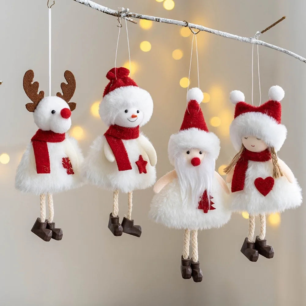 2024 Christmas Doll Ornaments Christmas Plush Doll Fabric Old Man Snowman Elk Small Pendant Christmas Tree Decoration