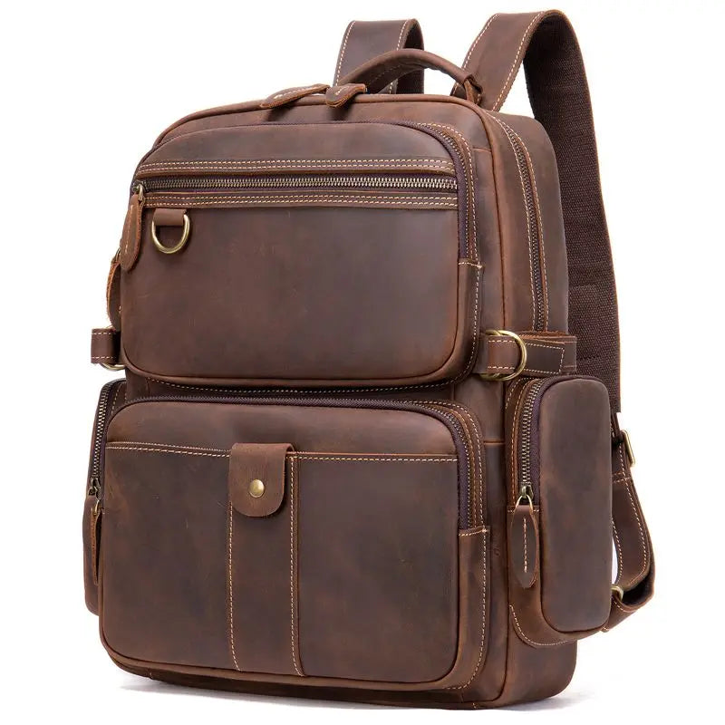 New Arrival Leather Backpack Purse for Men Fashion Designer  Shoulder Bags Travel Backpack Fits 15.6 Inch Laptop