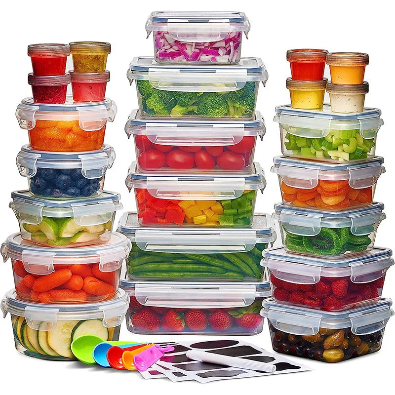 OWNSWING 24pcs Set Kitchen Crisper Set Microwave Lunch Box Refrigerator Fruit and Vegetables Sealed Storage Box Storage Box