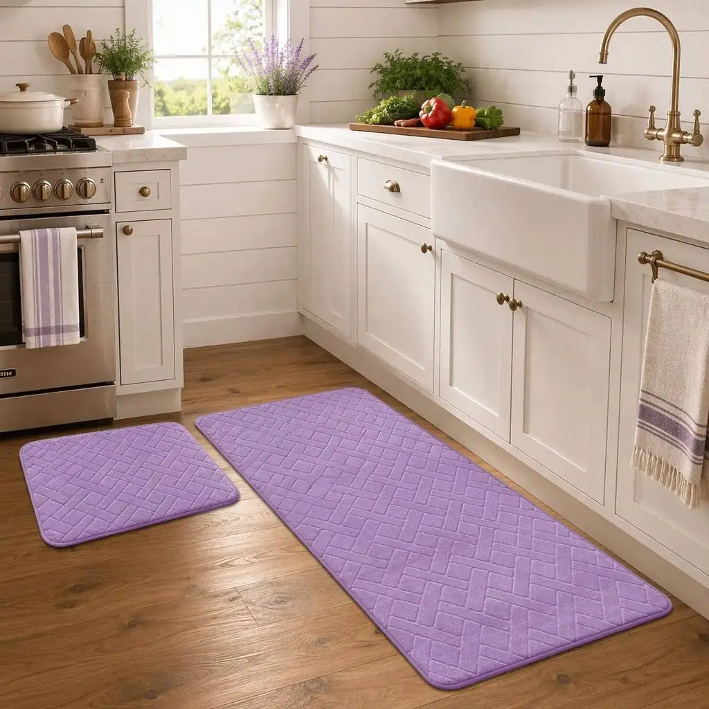 Modern Ruggable Cushioned Washable Thick Kitchen Throw Rug with Non-Slip Backing for Home Kitchen