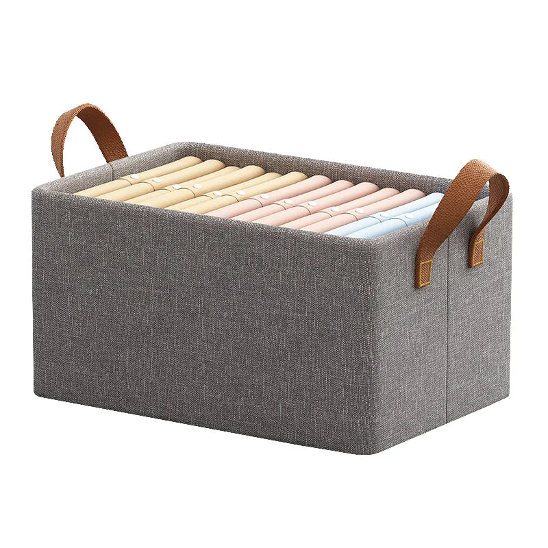 Lavinia Foldable Storage Box Square Bamboo Cotton Fabric and Polyester Bins Wholesale Functional Collapsible Storage Boxes