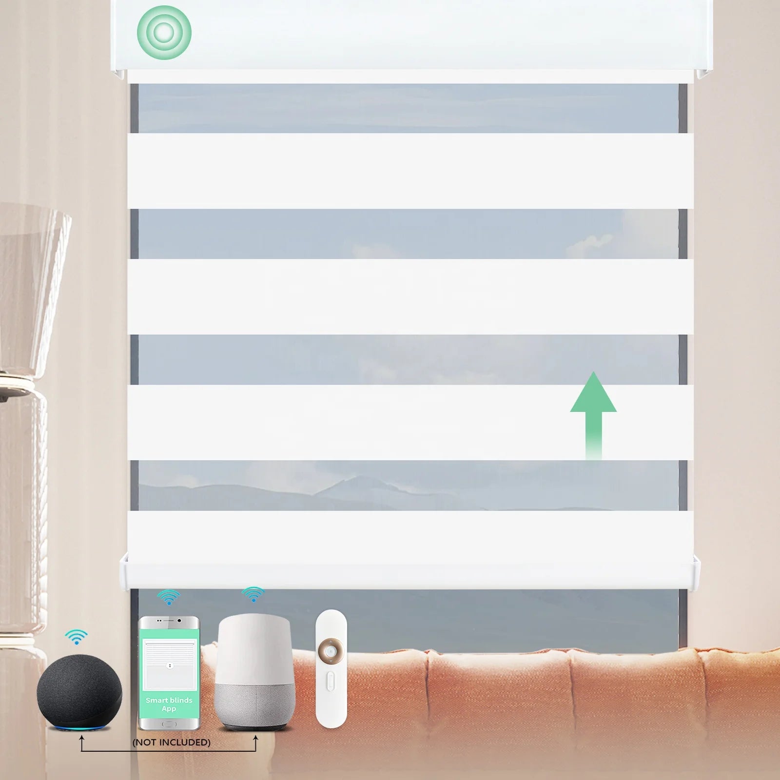 Electric Google Drive Solar Panel System Translucent Roller Shade Smart Home Products Devices Motorized Zebra Blinds for Wind