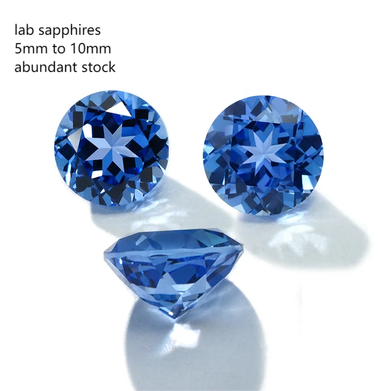 6mm 5mm 8mm Round Lab Blue Sapphire Starsgem Lab Grown Heat Treated Sapphire Gemstones for Jewelry Making