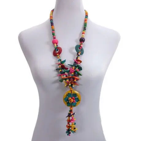 Flower Necklace Exotic European Bohemian Ethnic Vintage Coconut Shell Sweater Chain Necklace