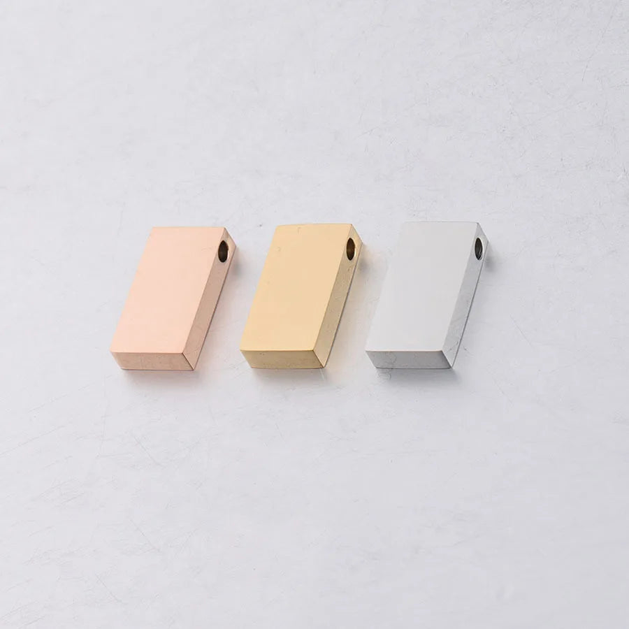 Customizable Rectangle Charm Hole Connector Bracelet with New Pattern Gold Plated Mirror Polished Stainless Steel Hangtagazin