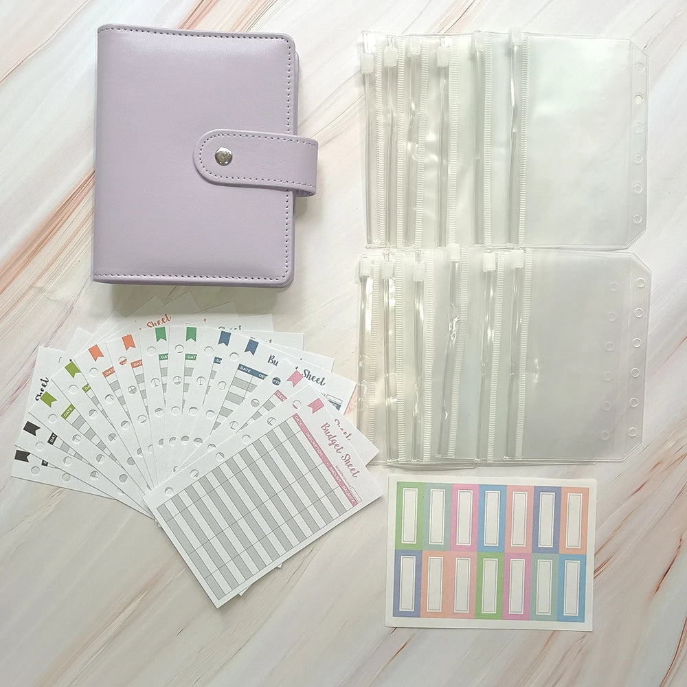 Wholesale A7 Loose Leaf PU Leather Notebooks Customizable Binder Set Money Organizer Budget Binder with Cash Envelopes and Pa