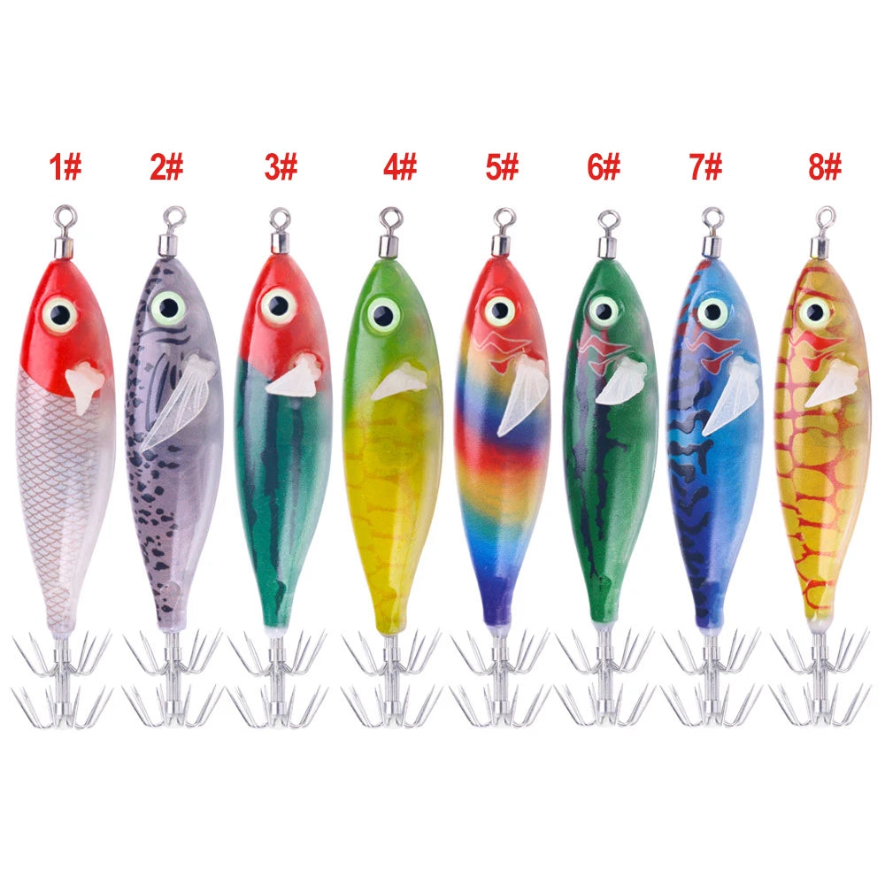 8CM 6G Hot Sale OEM New Luminous Plastic Metal Shrimp Squid Jigging Bait Round Belly Shrimp Lure River