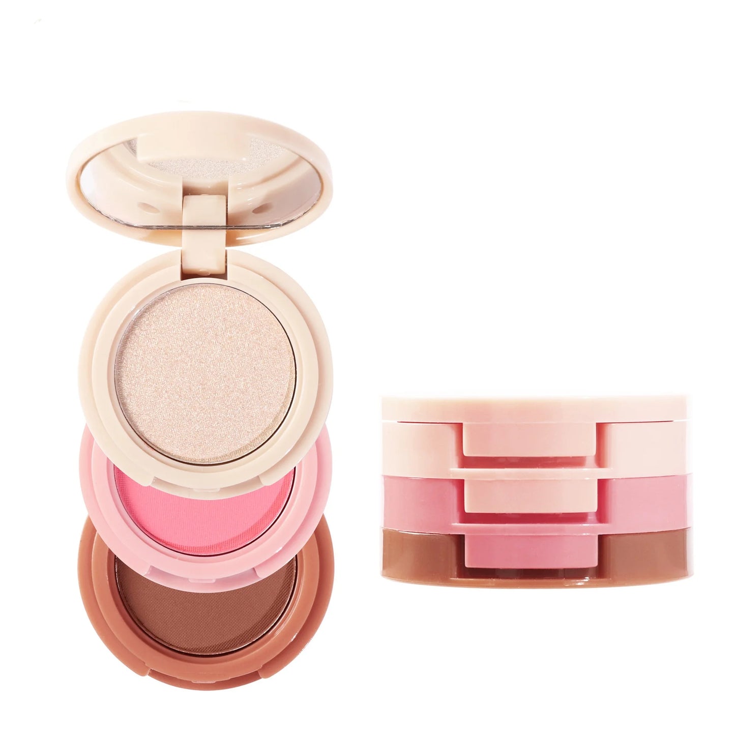 Beauty Cosmetic Compact Packaging Waterproof Glow Make up Manufacturer 3 in 1 Blush Bronzer Highlighter Palette