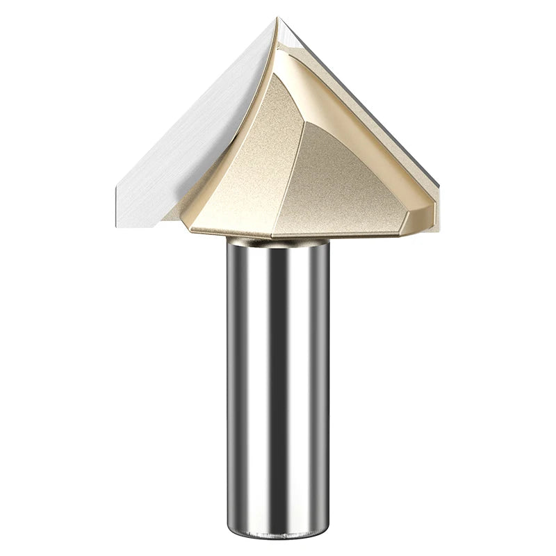 HUHAO 1/2 1/4 Shank 90 Degree V Groove Woodworking Router Bit CNC Slotting Router Bit 5030
