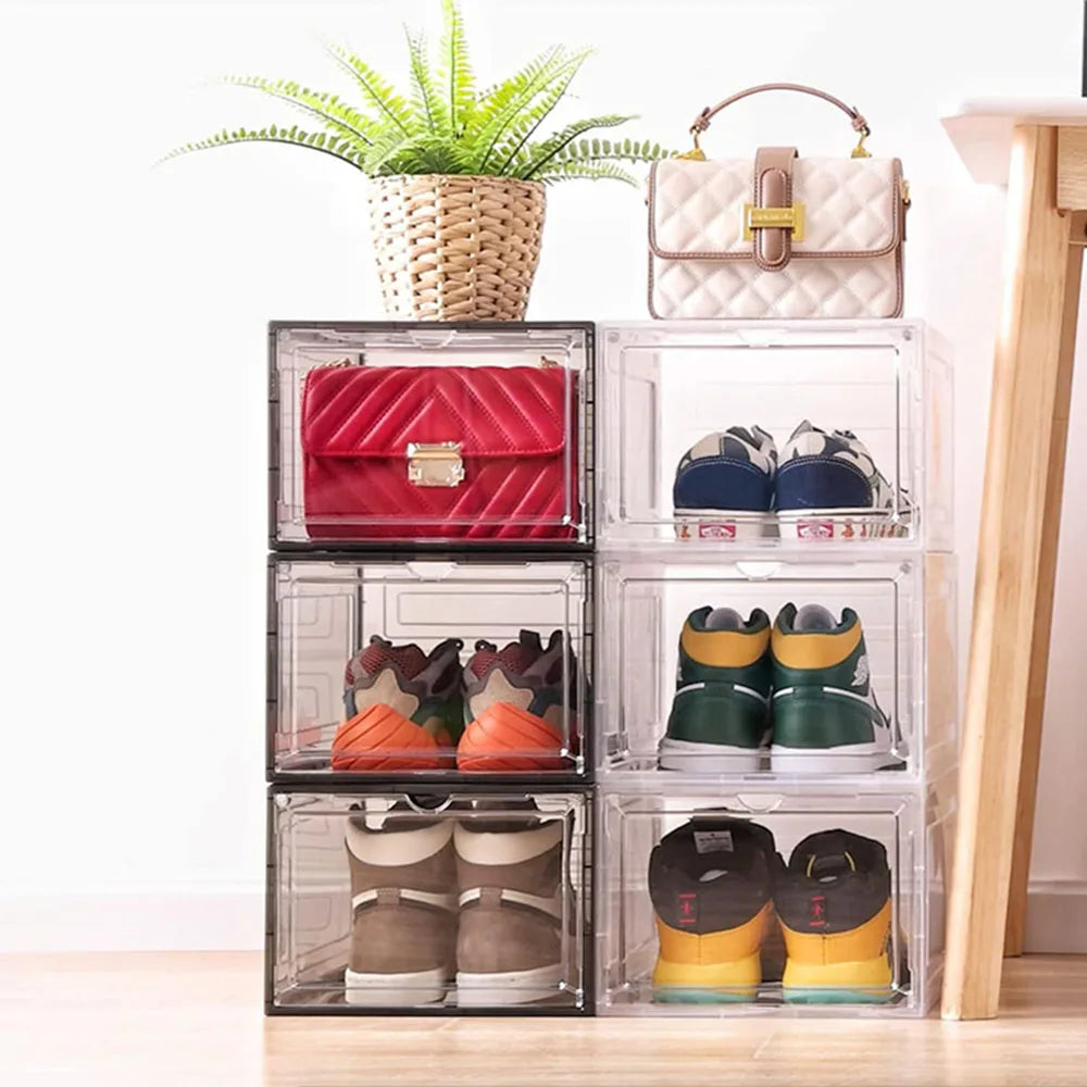 Foldable Eco-Friendly Household Sneaker Storage Boxes Plastic Rectangular Shoe Storage 10-20L Capacity 10kg Load