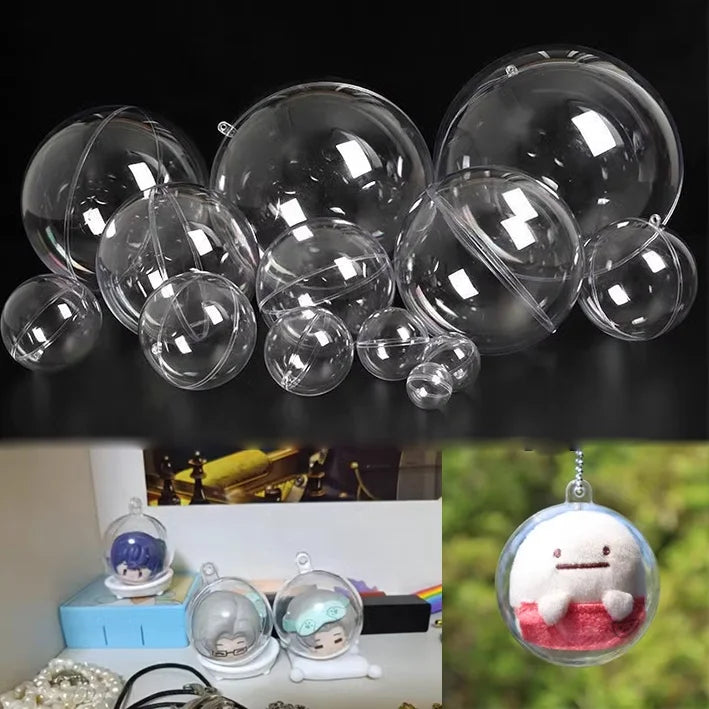 Wholesale Diy Gift Open Clear Transparent Christmas Balls 6cm 8cm 10cm 12cm Plastic Empty Decoration Hanging Ornament Craft