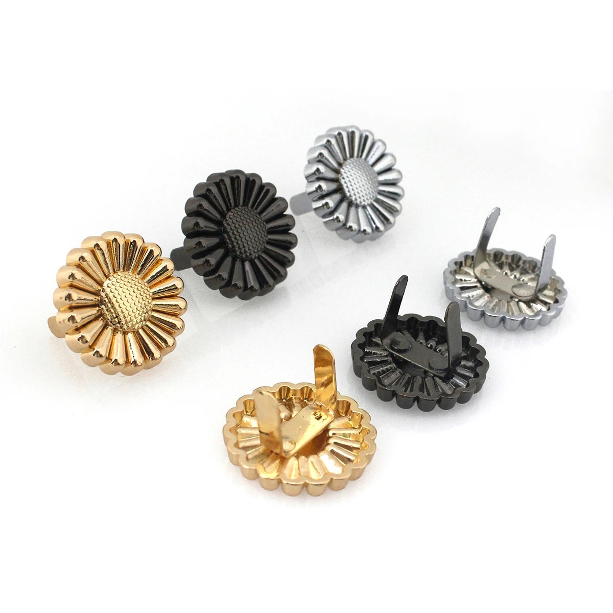 24mm Flower Conchos for Bag Garment Shoes Two Pin Prolong Rivets Claw Rivets for Leather Craft Metal Flower Shoe Buckle Clip