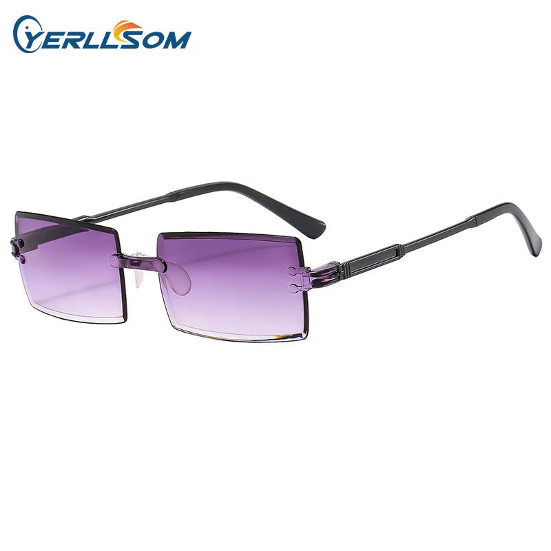 2024 New Design Sunglasses With Frameless Square Sunglasses Street Photo Trendy Metal Sunglasses