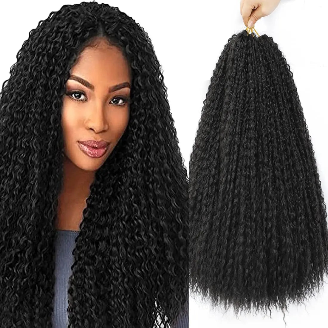 Water Wave Curly Dyed High Temperature Fiber Synthetic Brazilian Braids Crochet Hair Single Weft Custom Length for Black Wome