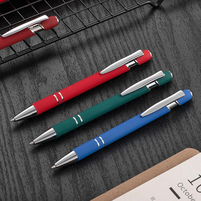 Popular Soft Touch Stylus Pen with Rubber Coating Touch Pen Aluminum Promotion Gift Metal Ball Pen