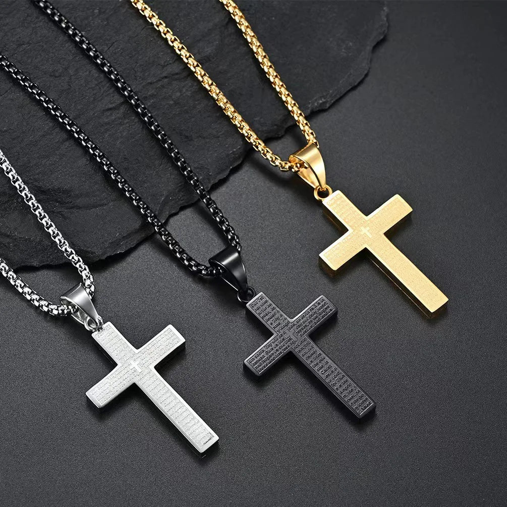 Wholesale Fashion Hip Hop Jewelry Black Stainless Steel Cross Necklace for Men