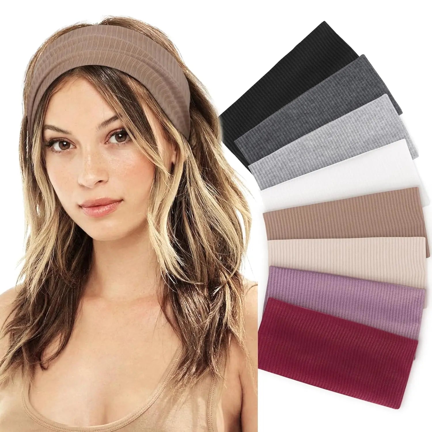 SongMay Korean Elastic Hair Band Solid Knitted Sports Fitness Headband Hair Accessories