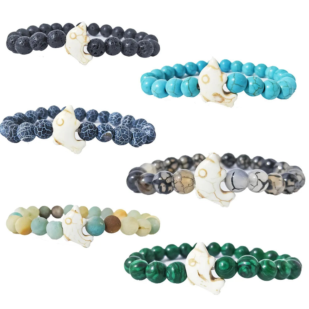 Customized Natural Stone Fashion Dolphin Animal Tracking Bracelet Beaded Luxury Bracelets Jewelry Bracelets