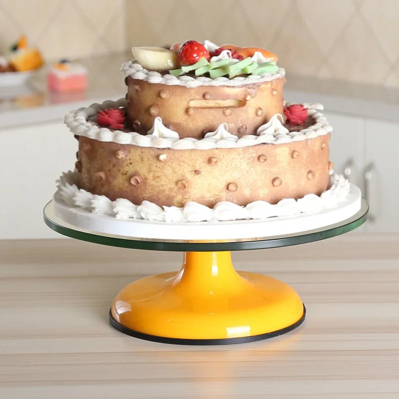 12 Inch Tempered Glass Cake Turntable With Non-Slip Base Rotating Dessert Cake Stand Revolving Decorated Baking Tool