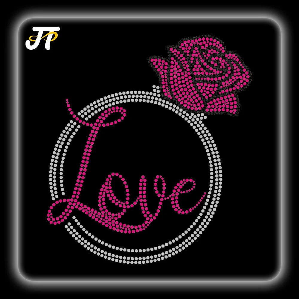 Custom 3D Hot-Fix Rhinestone Transfer Patches Iron-On Designs for T-Shirts Made OEM Available